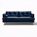 Tufted 3-Seat Sofa, 82 x 35 x 34 in, Navy Blue Polyester Velvet Sofa