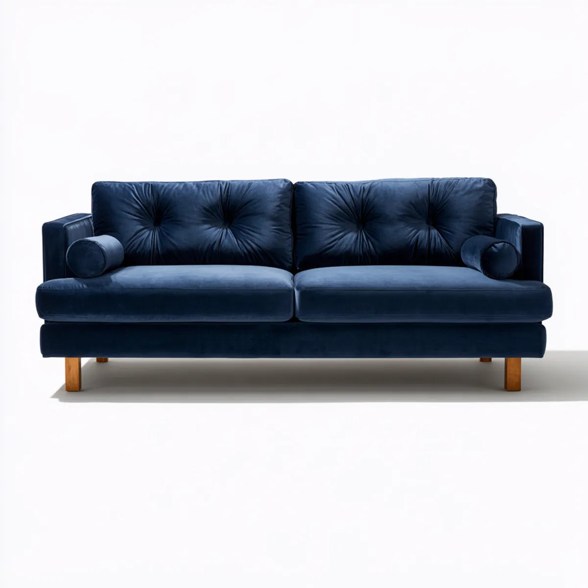 Tufted 3-Seat Sofa, 82 x 35 x 34 in, Navy Blue Polyester Velvet Sofa