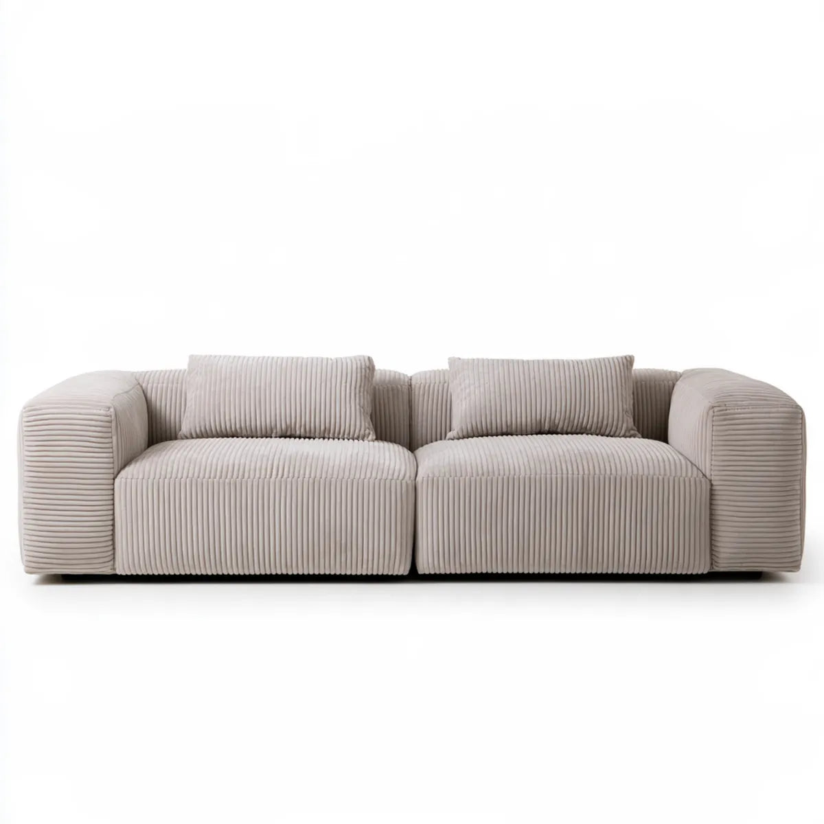2-Seat Beige Ribbed Polyester Corduroy Upholstered Sofa, 90.6 W x 39.4 D x 31.5 H in