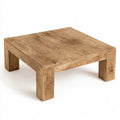 Square Solid Mango Wood Coffee Table, Natural Brown, 31.5 x 31.5 x 13.8 in