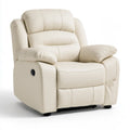 Manual Recliner Armchair, 37 x 38 x 40 in, Ivory PU Leather Upholstered