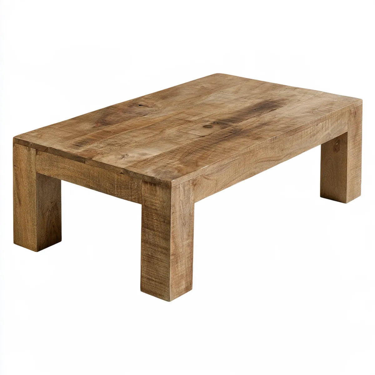 Rectangular Solid Wood Coffee Table, 100 x 60 x 35 cm, Natural Brown