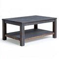 Rectangular Solid Wood Coffee Table with Lower Shelf, 47.2 x 23.6 x 17.7 in, Dark Gray