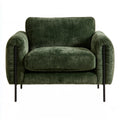 Dark Green Polyester Corduroy Upholstered Armchair with Black Metal Legs, 31.5 x 31.5 x 33.1 in